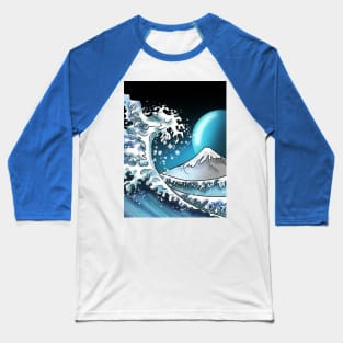 Big wave with Mount Fuji and a blue moon Baseball T-Shirt